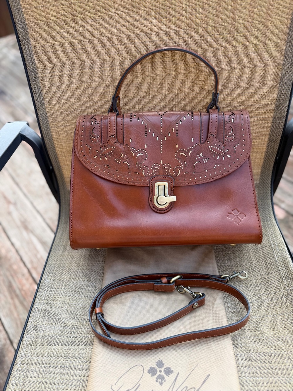 Patricia Nash STINTINO Purse Bag Tan Top Handle with Adjustable Longer Strap